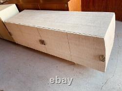 Exceptional MID Century Modern Style Grasscloth Credenza With Lucite Legs