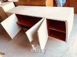 Exceptional MID Century Modern Style Grasscloth Credenza With Lucite Legs