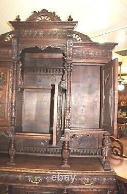Exquisite French Antique Dark Oak Brittany Sideboard Buffet Cabinets