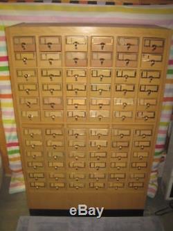 Extremely Nice Antique Wood 72 Drawer Library Card Catalog File Cabinet