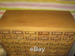 Extremely Nice Antique Wood 72 Drawer Library Card Catalog File Cabinet
