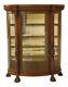 F30481ec Horner Brothers Large Lion Head Oak Bow Front China Cabinet