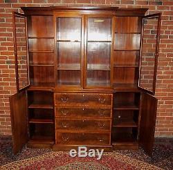 FEDERAL STYLE INLAID MAHOGANY BEACON HILL COLLECTION BREAKFRONT With BUTLER DESK