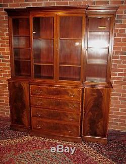 FEDERAL STYLE INLAID MAHOGANY BEACON HILL COLLECTION BREAKFRONT With BUTLER DESK