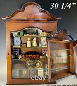 Fab Antique English Victorian Edwardian Walnut Vitrine, 30 Display Cabinet #2