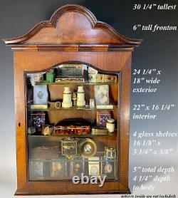 Fab Antique English Victorian Edwardian Walnut Vitrine, 30 Display Cabinet #2