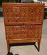 Fantastic Antique Mid Century Stacking Oak Card Catalog Cabinet 30 Drawer Beauty