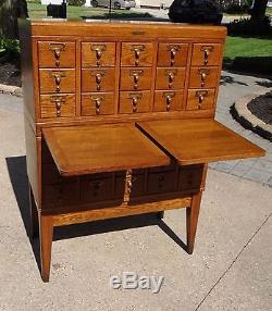 Fantastic Antique Mid Century Stacking Oak Card Catalog Cabinet 30 Drawer BEAUTY