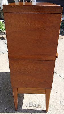 Fantastic Antique Mid Century Stacking Oak Card Catalog Cabinet 30 Drawer BEAUTY