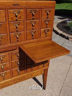 Fantastic Antique Mid Century Stacking Oak Card Catalog Cabinet 30 Drawer BEAUTY