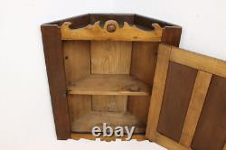Farmhouse Antique Walnut Medicine Corner Bath Wall Cabinet #53614