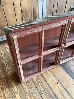 Farmhouse Hand Made Wood Cabinet With Tin Roof 40