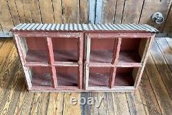 Farmhouse Hand Made Wood Cabinet With Tin Roof 40