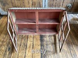 Farmhouse Hand Made Wood Cabinet With Tin Roof 40