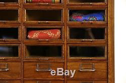 File or Collector Cabinet, Antique 50 Drawers Walnut, Glass Fronts