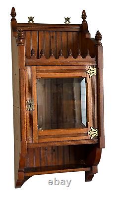 Fine aesthetic victorian eastlake walnut hanging cabinet curio original 1880