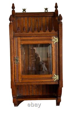 Fine aesthetic victorian eastlake walnut hanging cabinet curio original 1880