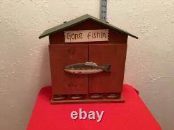 Fish Trout Wooden Wall Hanging wooden storage cabinet Gone Fishin rare
