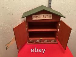 Fish Trout Wooden Wall Hanging wooden storage cabinet Gone Fishin rare