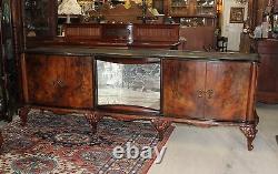 French Antique Carved Burl Walnut Long Venetian Sideboard Buffet Sink Furniture