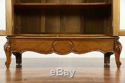 French Antique Carved Fruitwood Armoire, Bookcase or China Cabinet, Glass Doors