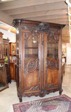 French Antique Carved Normandy Oak Louis XV 2 Door Armoire Circa 1780
