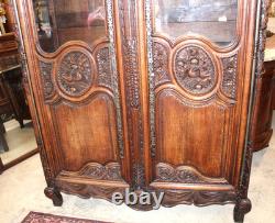 French Antique Carved Normandy Oak Louis XV 2 Door Armoire Circa 1780