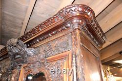 French Antique Carved Normandy Oak Louis XV 2 Door Armoire Circa 1780