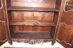 French Antique Carved Normandy Oak Louis XV 2 Door Armoire Circa 1780