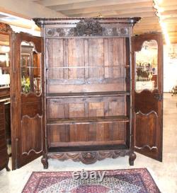 French Antique Carved Normandy Oak Louis XV 2 Door Armoire Circa 1780