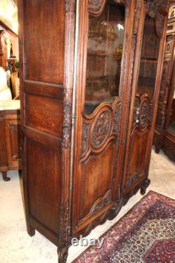 French Antique Carved Normandy Oak Louis XV 2 Door Armoire Circa 1780