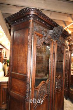 French Antique Carved Normandy Oak Louis XV 2 Door Armoire Circa 1780