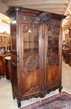 French Antique Carved Normandy Oak Louis XV 2 Door Armoire Circa 1780