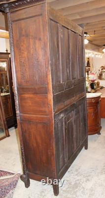 French Antique Carved Normandy Oak Louis XV 2 Door Armoire Circa 1780