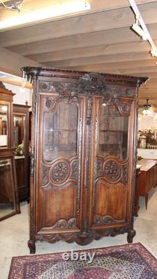 French Antique Carved Normandy Oak Louis XV 2 Door Armoire Circa 1780