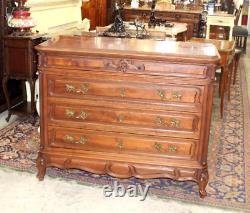 French Antique Louis XV Walnut Marble Top Dresser / Vanity