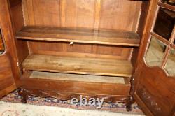 French Antique Normandy Oak Louis XV 2 Door Armoire Bookcase / Display Cabinet