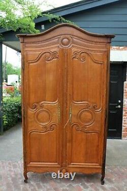 French Antique Oak Armoire / 3 Shelf Cabinet 18th Century Bedroom Furniture