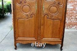 French Antique Oak Armoire / 3 Shelf Cabinet 18th Century Bedroom Furniture