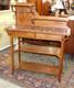 French Antique Oak Art Nouveau Sideboard Server Marble Top & Shelves