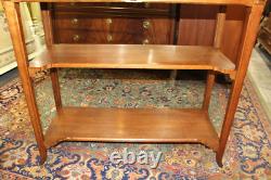 French Antique Oak Art Nouveau Sideboard Server Marble Top & Shelves