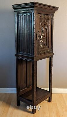 French Antique Oak Gothic Revival Cabinet on Stand/Cupboard