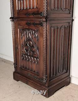 French Antique Oak Gothic Revival Deux Corps Cabinet/Cupboard