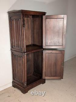 French Antique Oak Gothic Revival Deux Corps Cabinet/Cupboard