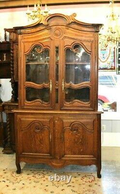 French Antique Oak Louis XV Buffet / Sideboard / Hutch Dining Room Cabinet