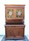 French Antique Oak Stained Glass Renaissance Buffet / Hutch