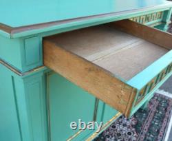 French Antique Painted Green Sideboard Cabinet 2 Door 2 Drawer Server