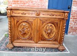 French Antique Renaissance Hunt Scene Sideboard / Cabinet