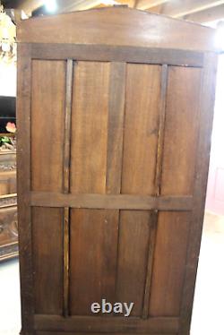 French Antique Rose Wood Louis XVI Style Beveled Mirror 1 Door Armoire