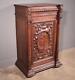 French Antique Solid Oak Wood Cabinet With Highly Carved Virgin Mary Door
